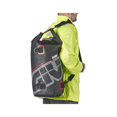 Maleta Cilindrica Givi Gris Rojo Impermeable 30 Lts